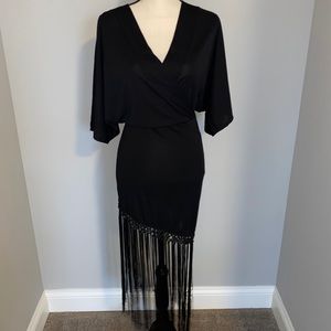 Zara Fringe Macrame Midi Dress